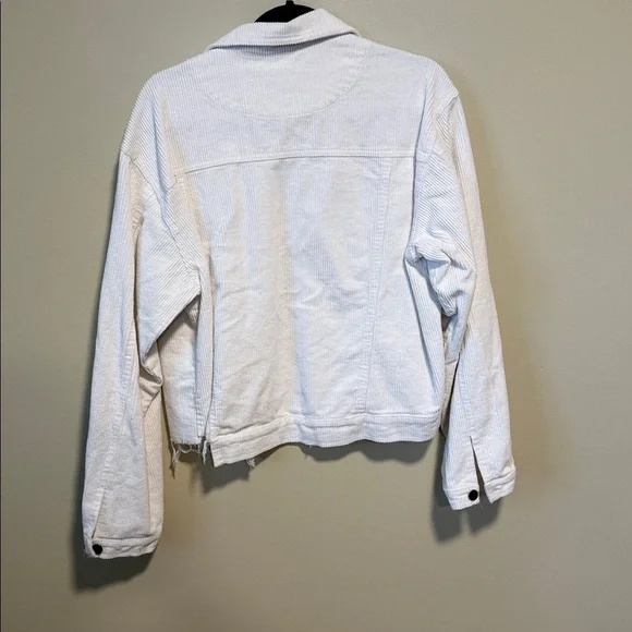 POL White Denim Corduroy Jacket Size Large Distressed hem - Picture 6 of 6
